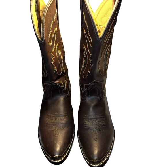 Smokey Mountain Boys 3.5 Brown Western Steal Toe Boots Shoes  Kids 3 1/2 - Picture 4 of 8